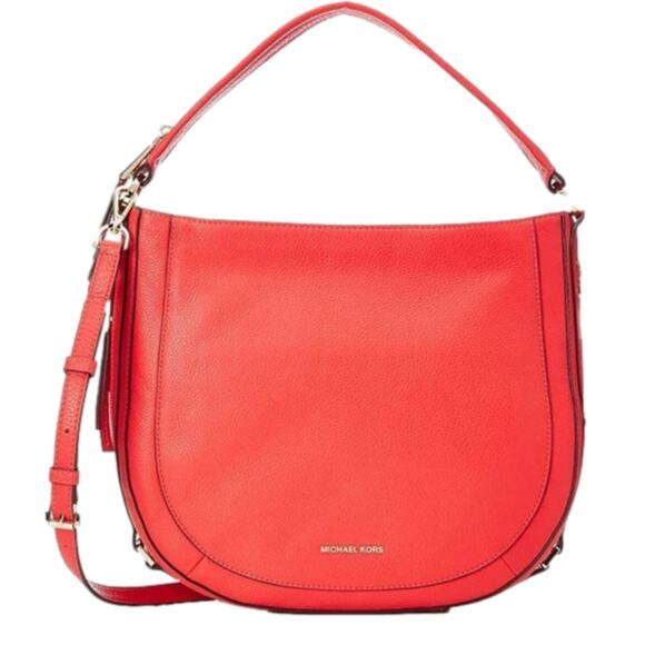 MICHAEL Kors Julia Medium Leather Shoulder Bag crossbody in‎ Coral Reef - Picture 1 of 15